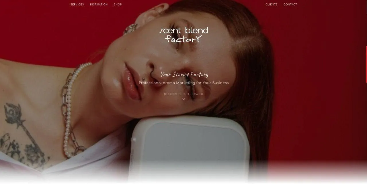 Scent Blend landing page hero introducing professional aroma marketing for business